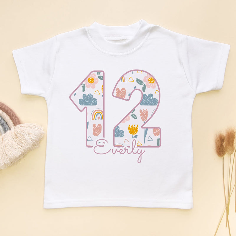 12th Birthday Boho Rainbow Theme Personalised Kids T Shirt - Little Lili Store