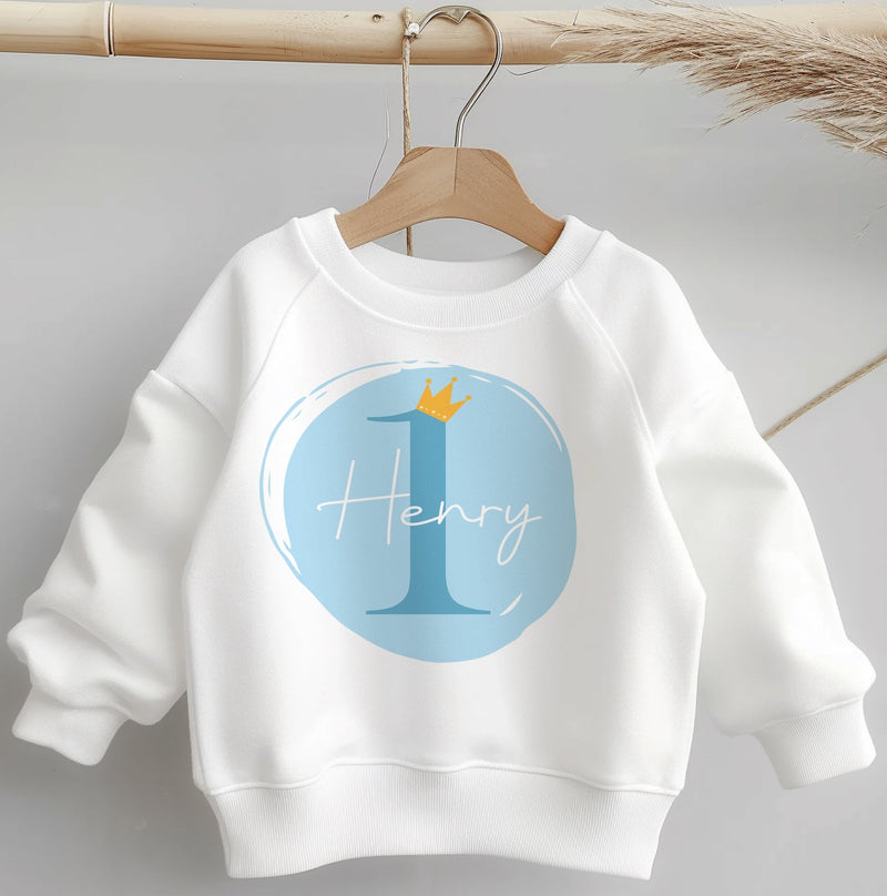 1st Birthday Blue Theme Personalised Toddler & Kids Sweatshirt - Little Lili Store