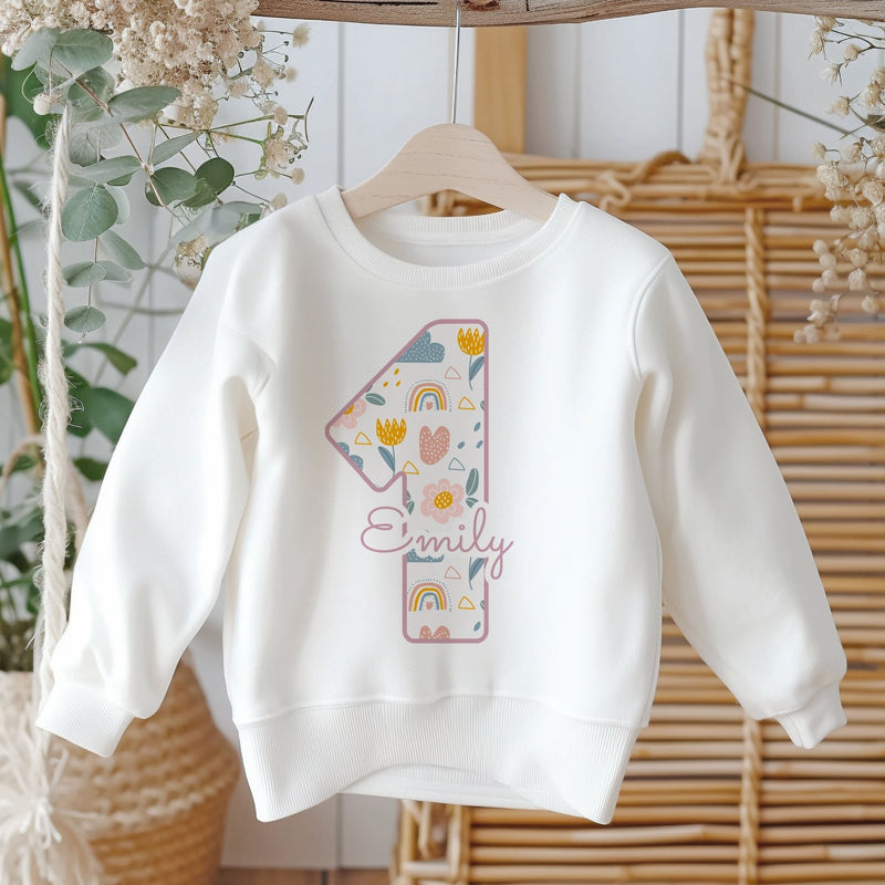 1st Birthday Boho Rainbow Theme Personalised Toddler & Kids Sweatshirt - Little Lili Store