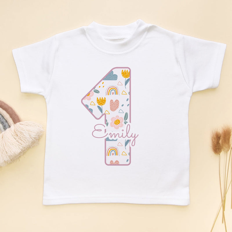 1st Birthday Boho Rainbow Theme Personalised Toddler & Kids T Shirt - Little Lili Store