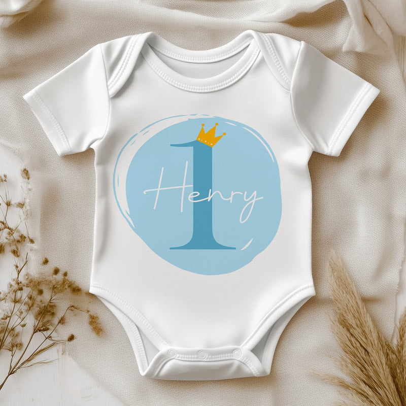 1st Birthday Boy Blue Theme Personalised Baby Bodysuit - Little Lili Store