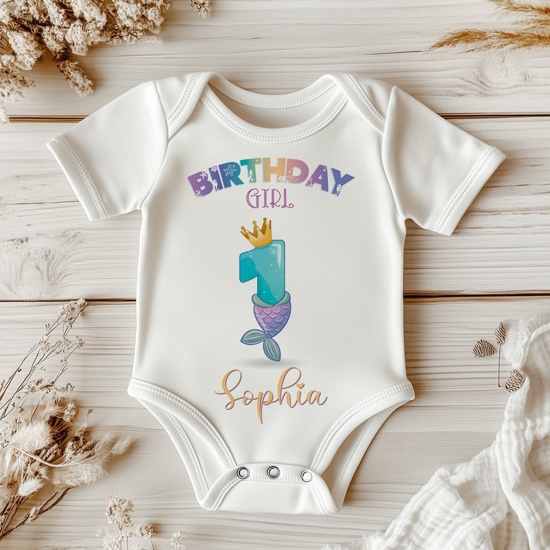 1st Birthday Cute Mermaid Personalised Baby Bodysuit - Little Lili Store