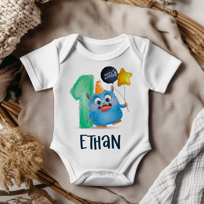 1st Birthday Cute Monster Personalised Baby Bodysuit - Little Lili Store