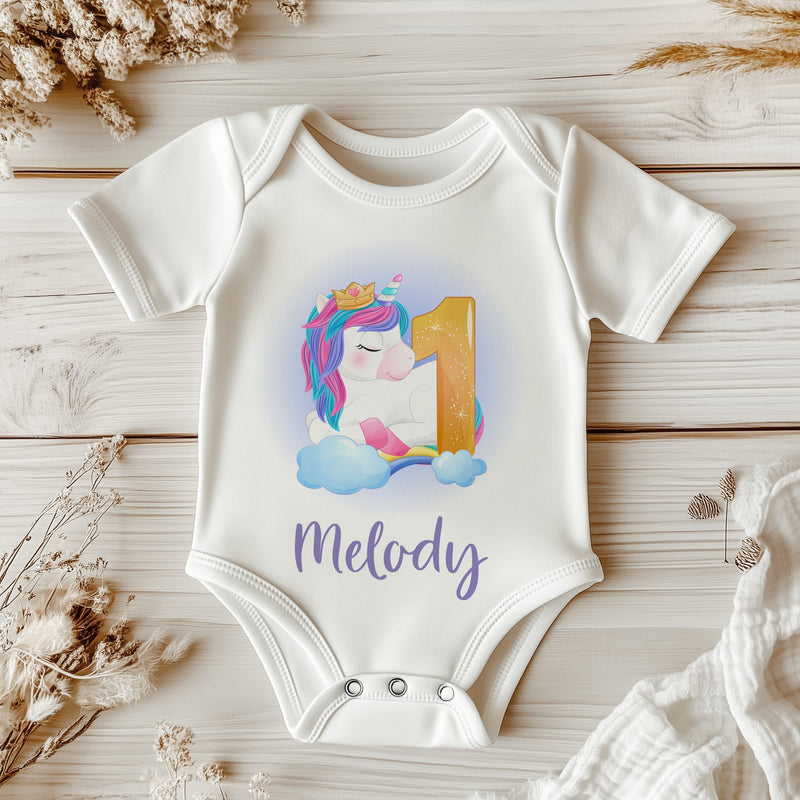 1st Birthday Cute Unicorn Personalised Baby Bodysuit - Little Lili Store