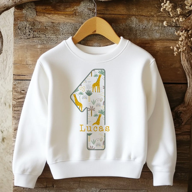 1st Birthday Giraffe Theme Personalised Toddler & Kids Sweatshirt - Little Lili Store