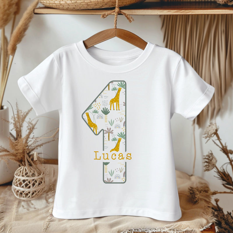 1st Birthday Giraffe Theme Personalised Toddler & Kids T Shirt - Little Lili Store