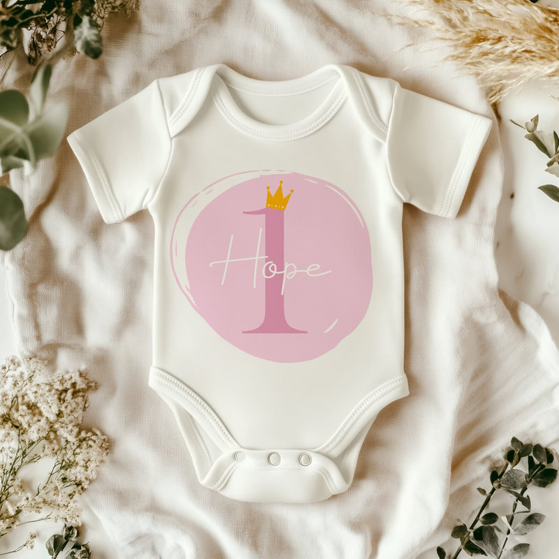 1st Birthday Girl Pink Theme Personalised Baby Bodysuit - Little Lili Store