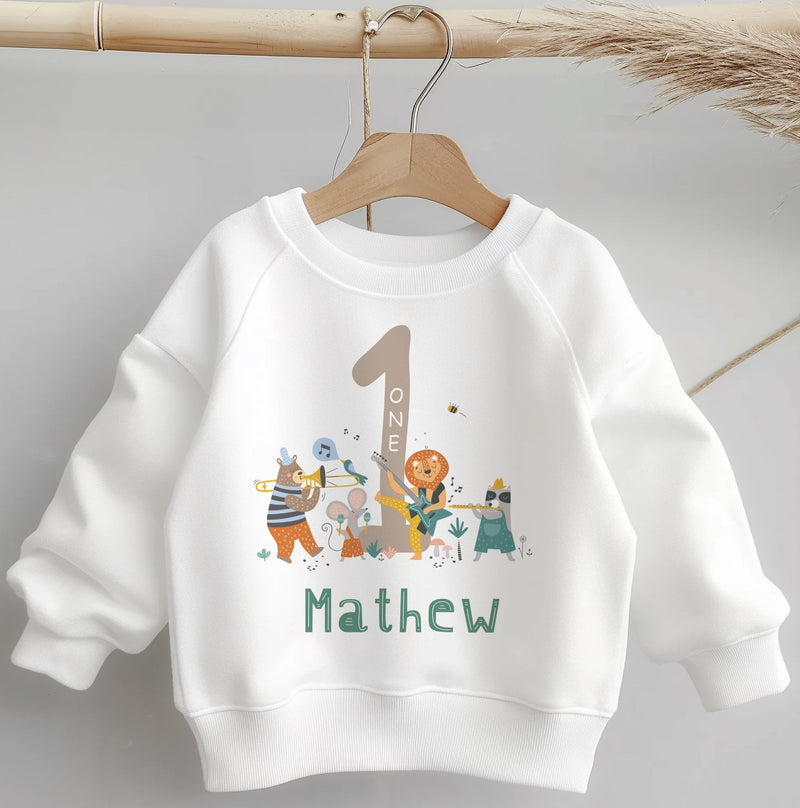 1st Birthday Musician Animals Personalised Toddler & Kids Sweatshirt - Little Lili Store