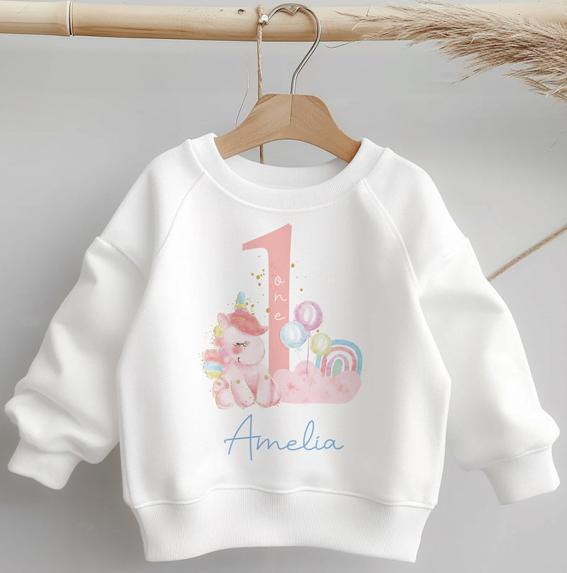 1st Birthday Unicorn Girl Personalised Toddler & Kids Sweatshirt - Little Lili Store