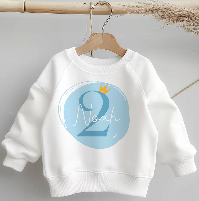 2nd Birthday Blue Theme Personalised Toddler & Kids Sweatshirt - Little Lili Store