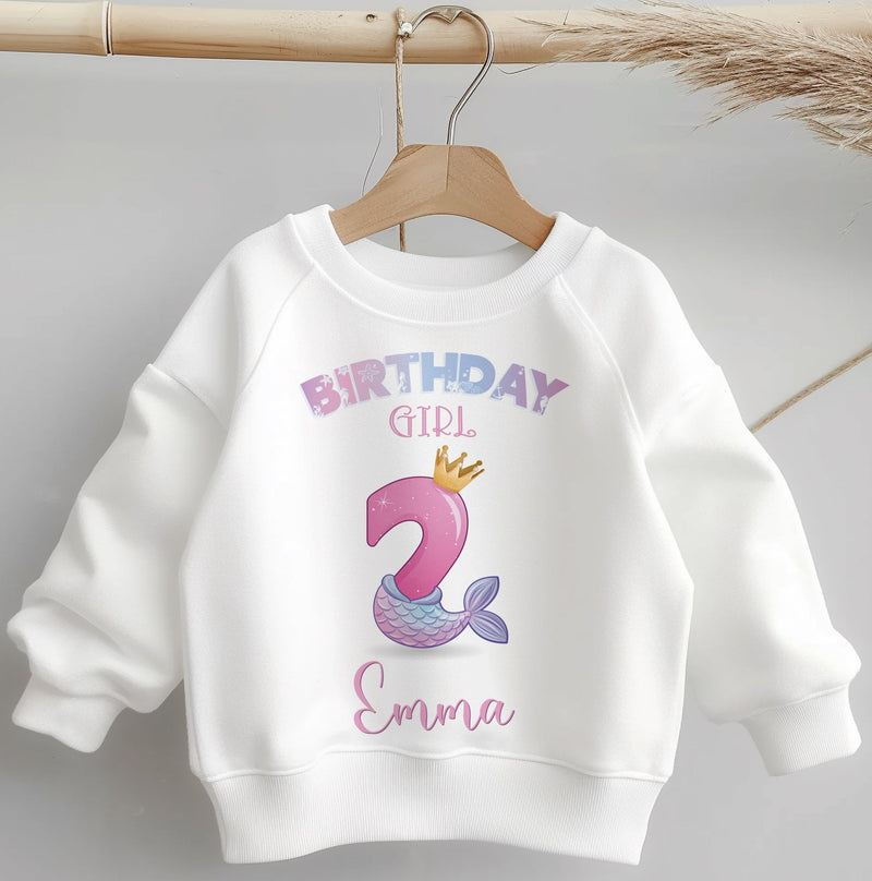 2nd Birthday Girl Mermaid Personalised Toddler Kids Sweatshirt Little Lili Store