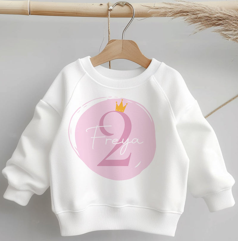 2nd Birthday Pink Theme Personalised Toddler & Kids Sweatshirt - Little Lili Store