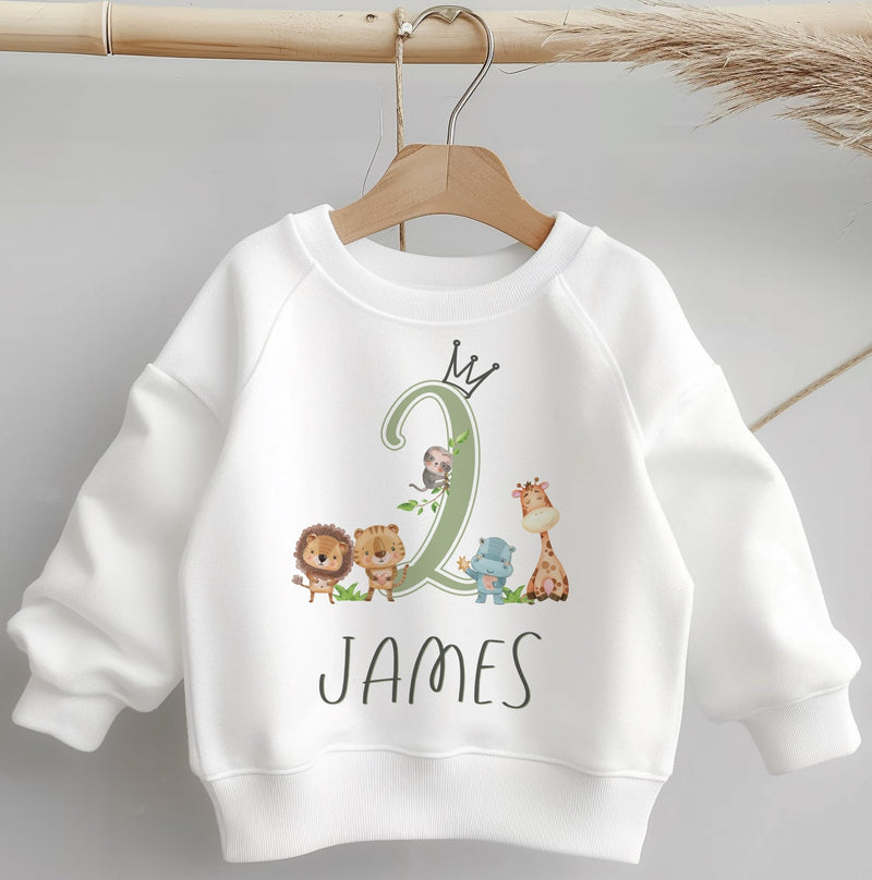 2nd Birthday Safari Animals Personalised Toddler & Kids Sweatshirt - Little Lili Store