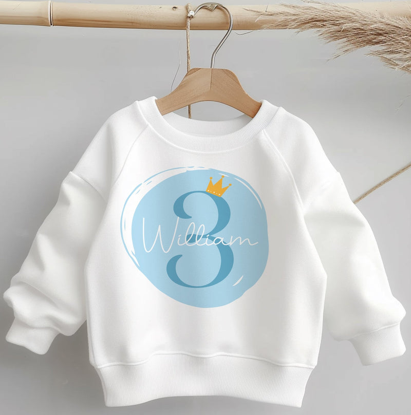 3rd Birthday Blue Theme Personalised Toddler & Kids Sweatshirt - Little Lili Store