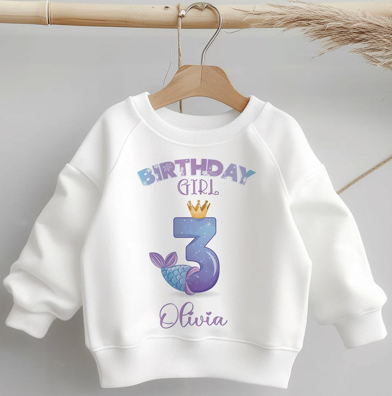 3rd Birthday Girl Mermaid Personalised Toddler & Kids Sweatshirt - Little Lili Store