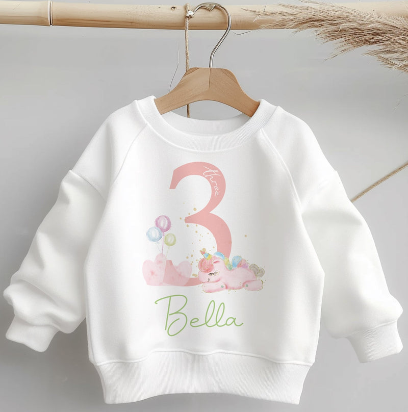 3rd Birthday Unicorn Girl Personalised Toddler & Kids Sweatshirt - Little Lili Store