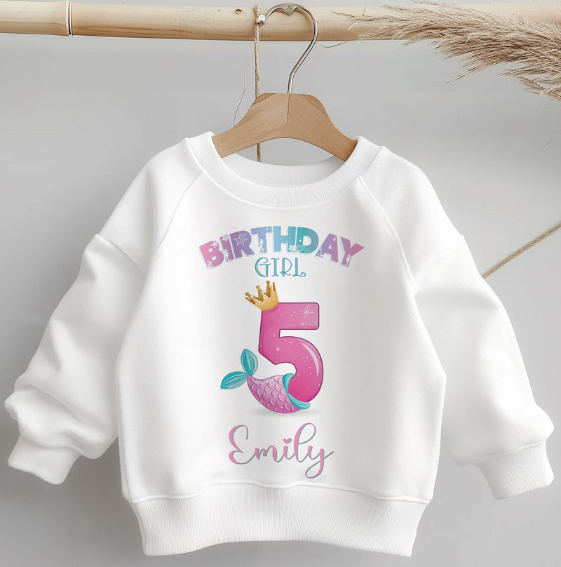 5th Birthday Girl Mermaid Personalised Toddler & Kids Sweatshirt - Little Lili Store