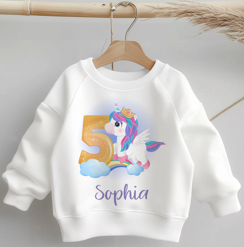 5th Birthday Unicorn Personalised Name Toddler & Kids Sweatshirt - Little Lili Store