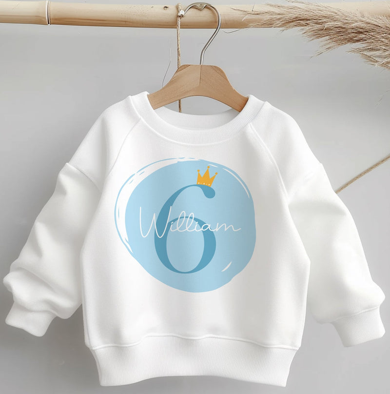 6th Birthday Blue Theme Personalised Toddler & Kids Sweatshirt - Little Lili Store