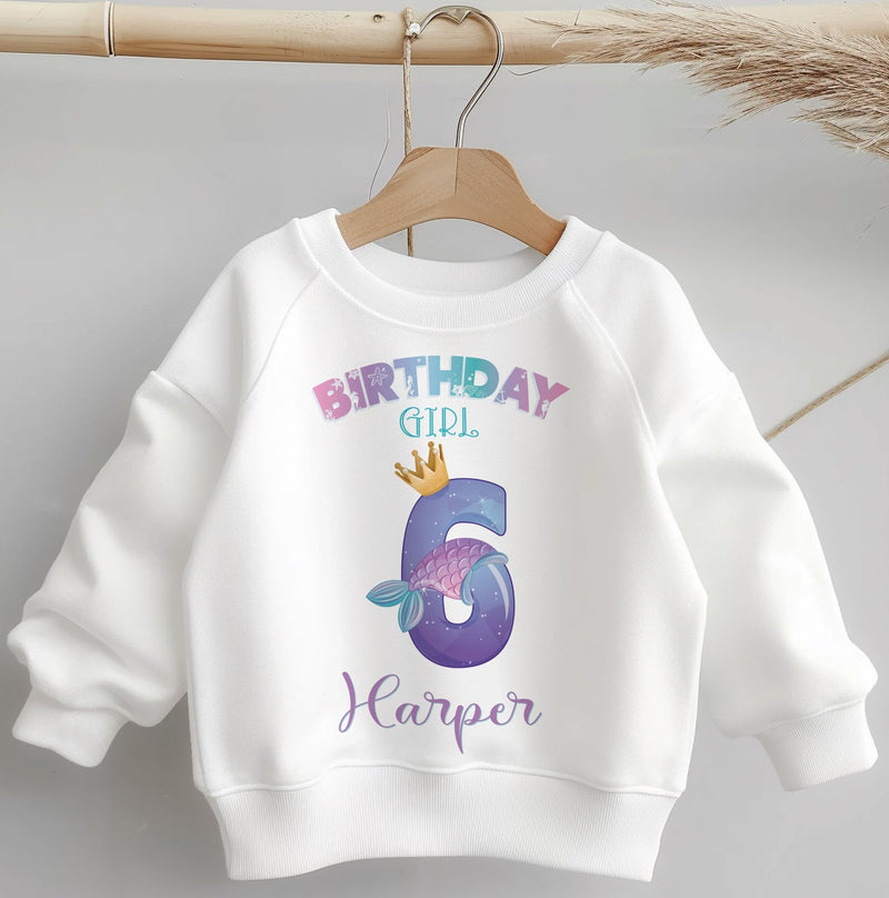 6th Birthday Girl Mermaid Personalised Toddler & Kids Sweatshirt - Little Lili Store