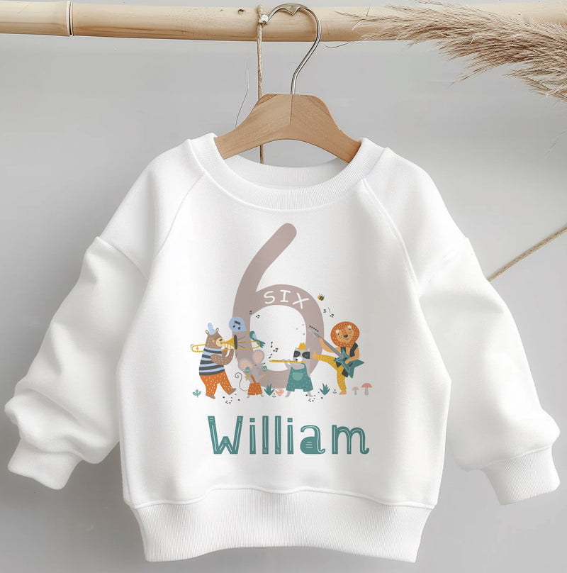 6th Birthday Musician Animals Personalised Toddler & Kids Sweatshirt - Little Lili Store