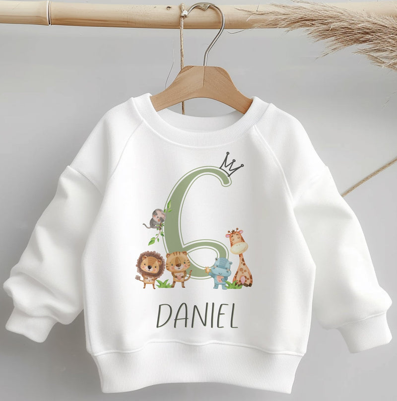 6th Birthday Safari Animals Personalised Toddler & Kids Sweatshirt - Little Lili Store