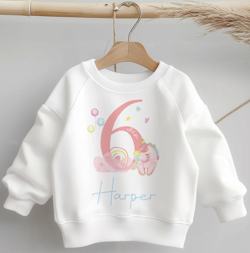 6th Birthday Unicorn Girl Personalised Toddler & Kids Sweatshirt - Little Lili Store