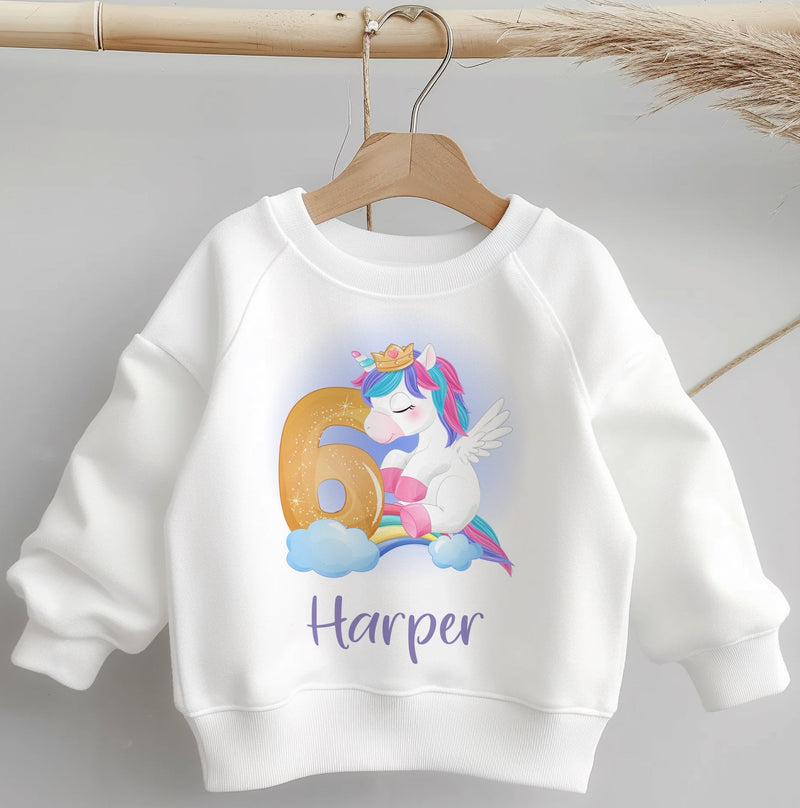 6th Birthday Unicorn Personalised Name Toddler & Kids Sweatshirt - Little Lili Store