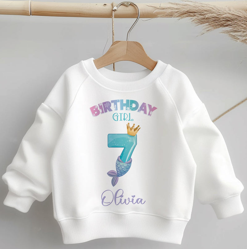 7th Birthday Girl Mermaid Personalised Toddler & Kids Sweatshirt - Little Lili Store