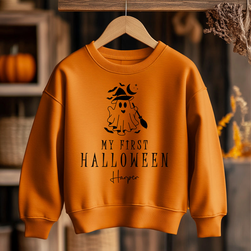 Halloween Ghost Witch Personalised Toddler & Kids Sweatshirt