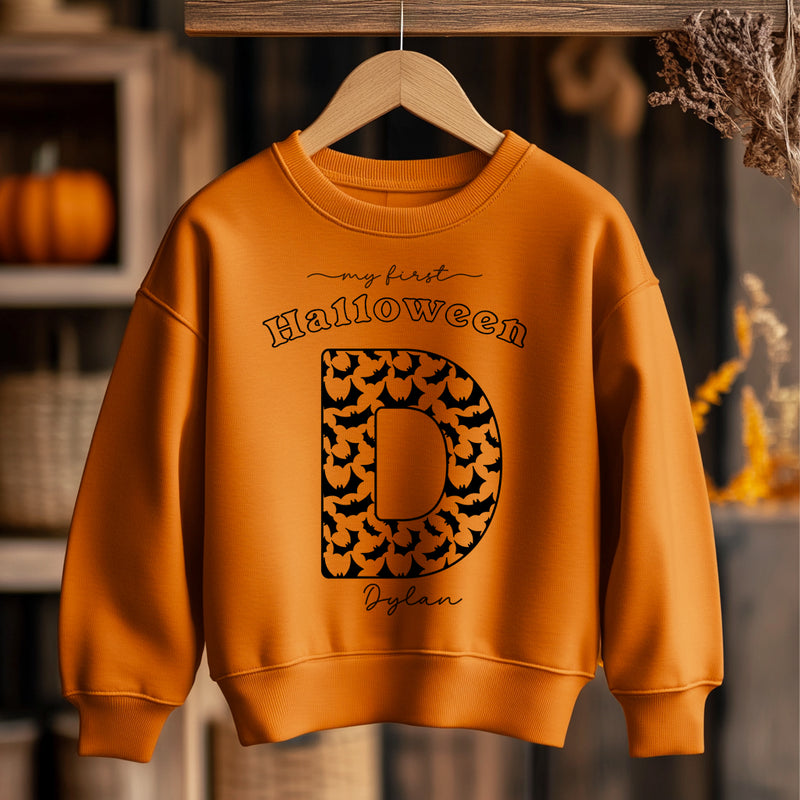 Halloween Bats Pattern Personalised Toddler & Kids Sweatshirt