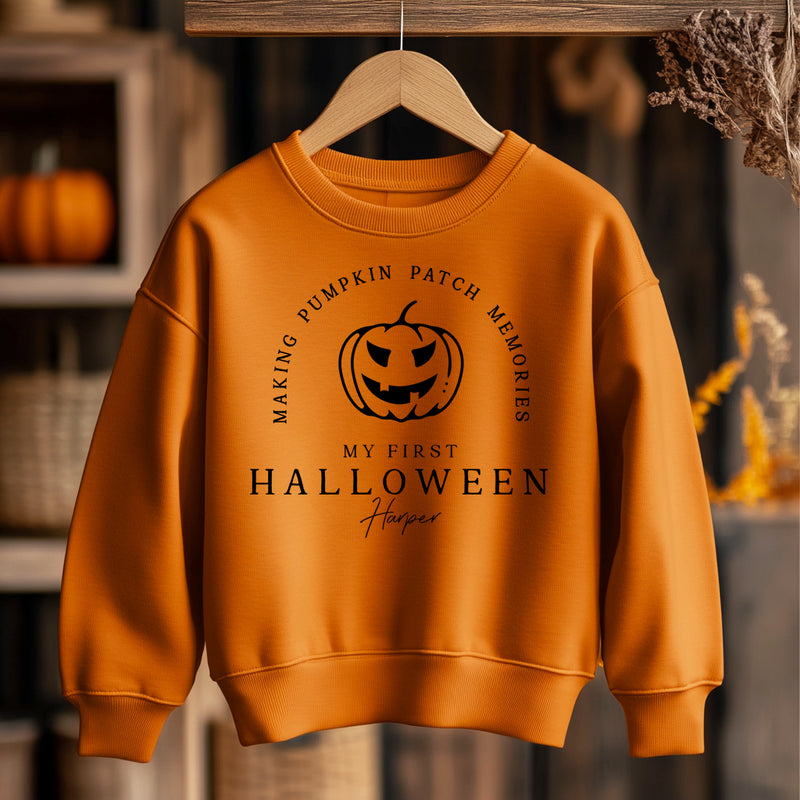 Making Pumpkin Patch Memories Halloween Personalised Toddler & Kids Sweatshirt