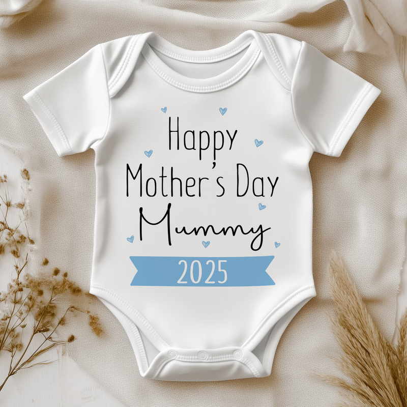 Happy Mother's Day Mummy Blue Style Baby Bodysuit