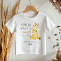 Mother's Day Cute Giraffe Personalised Toddler & Kids T Shirt