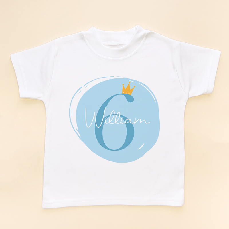 6th Birthday Boy Blue Theme Personalised T Shirt (8792100274456)