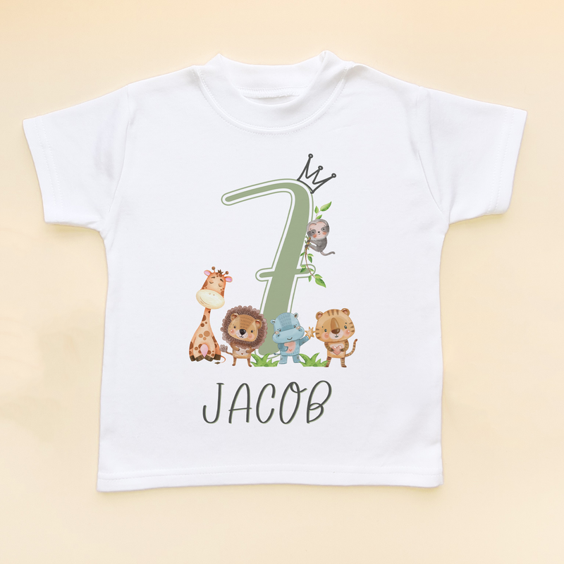 7th Birthday Animals Personalised T Shirt (8792106631448)