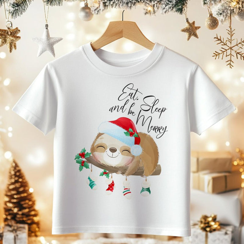 And Sleep And Be Merry Cute Sloth Toddler & Kids T Shirt - Little Lili Store