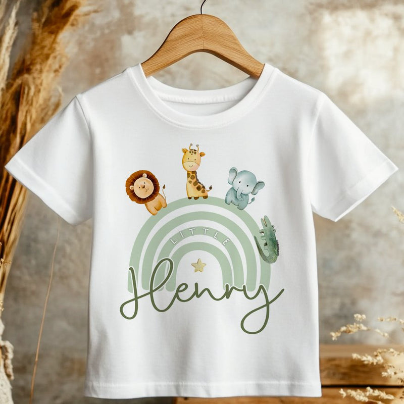 Animals Rainbow Personalised Name Toddler & Kids T Shirt - Little Lili Store