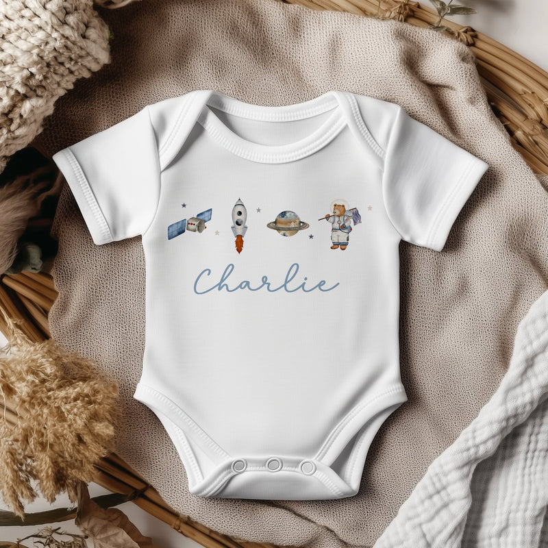 Astronaut Bear Space Rocket Personalised Baby Bodysuit - Little Lili Store