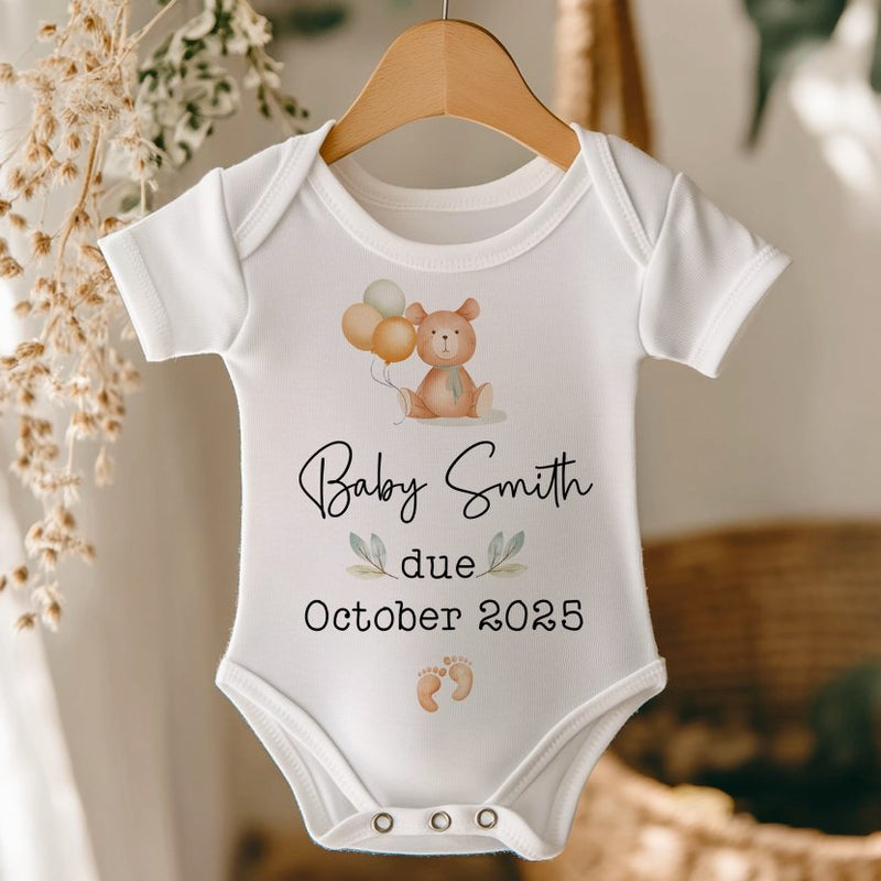 Baby Announcement Cute Teddy Bear Personalised Bodysuit - Little Lili Store