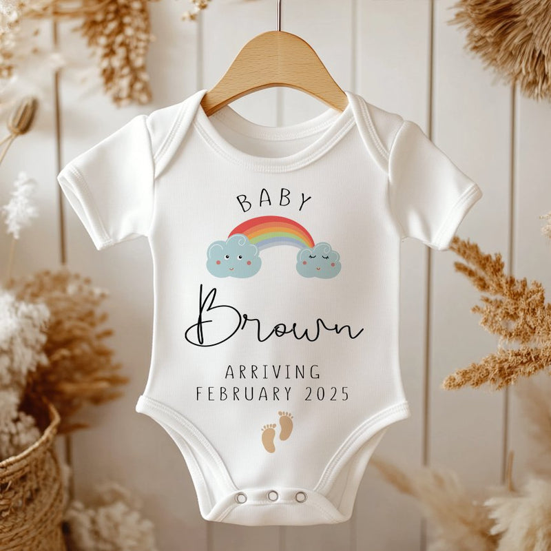 Baby Announcement Rainbow Personalised Name & Date Bodysuit - Little Lili Store