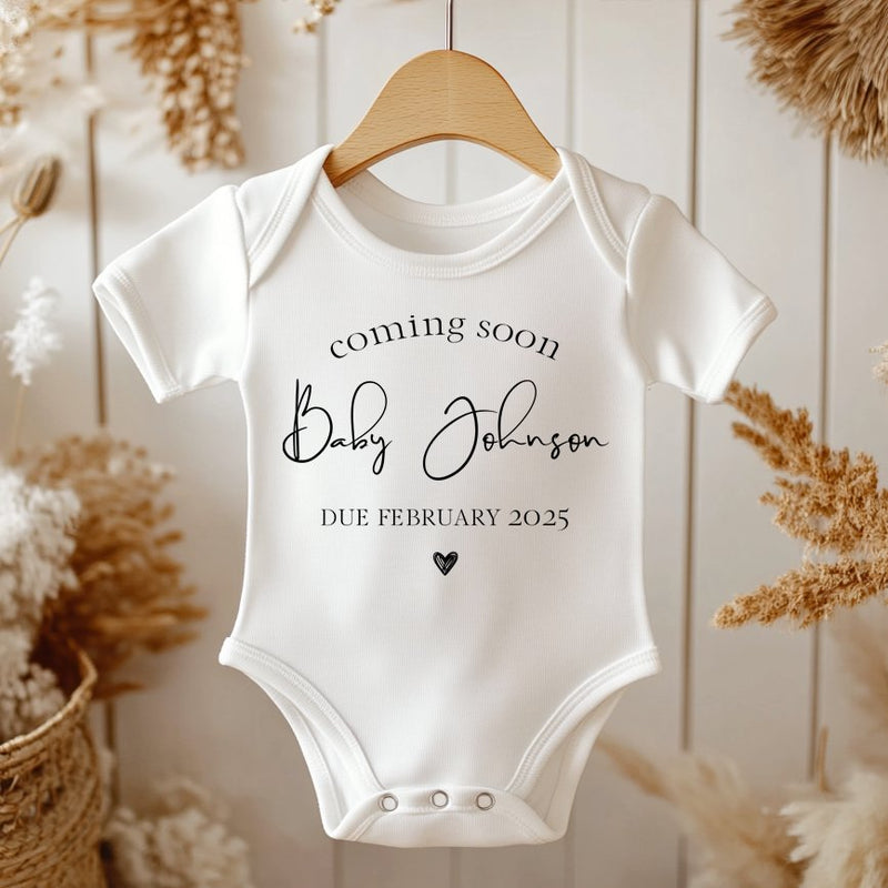 Baby Coming Soon Personalised Name & Date Baby Announcement Bodysuit - Little Lili Store