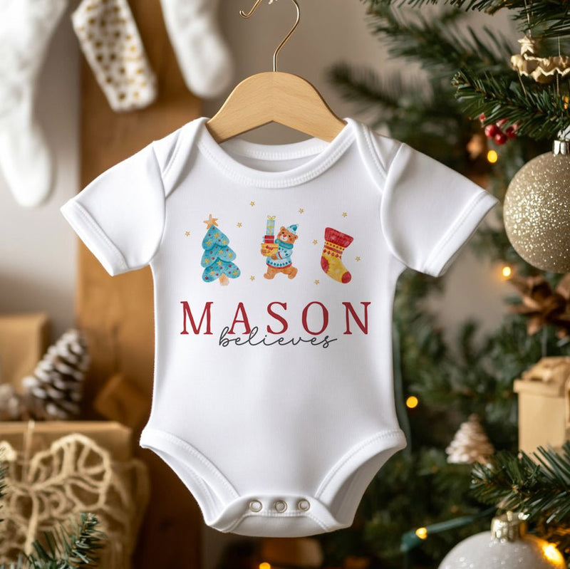 Believe Christmas Personalised Baby Bodysuit - Little Lili Store