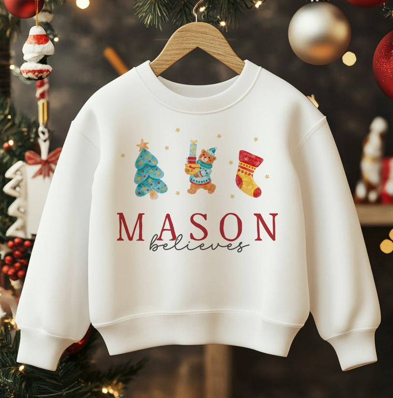 Believe Christmas Personalised Toddler & Kids Sweatshirt - Little Lili Store