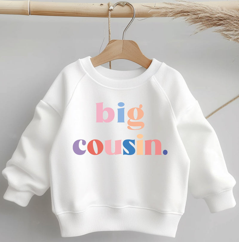 Big Cousin Girl Rainbow Colours Toddler & Kids Sweatshirt - Little Lili Store