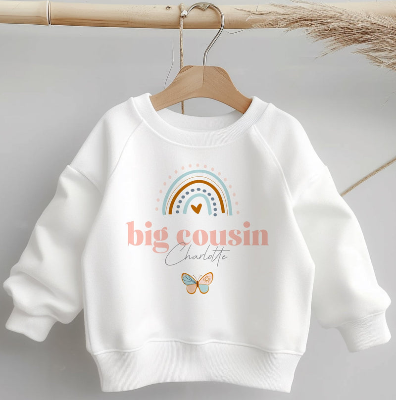 Big Cousin Rainbow Butterfly Personalised Toddler & Kids Sweatshirt - Little Lili Store