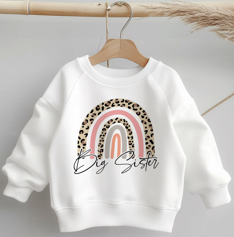 Big Sister Leopard Rainbow Toddler & Kids Sweatshirt - Little Lili Store