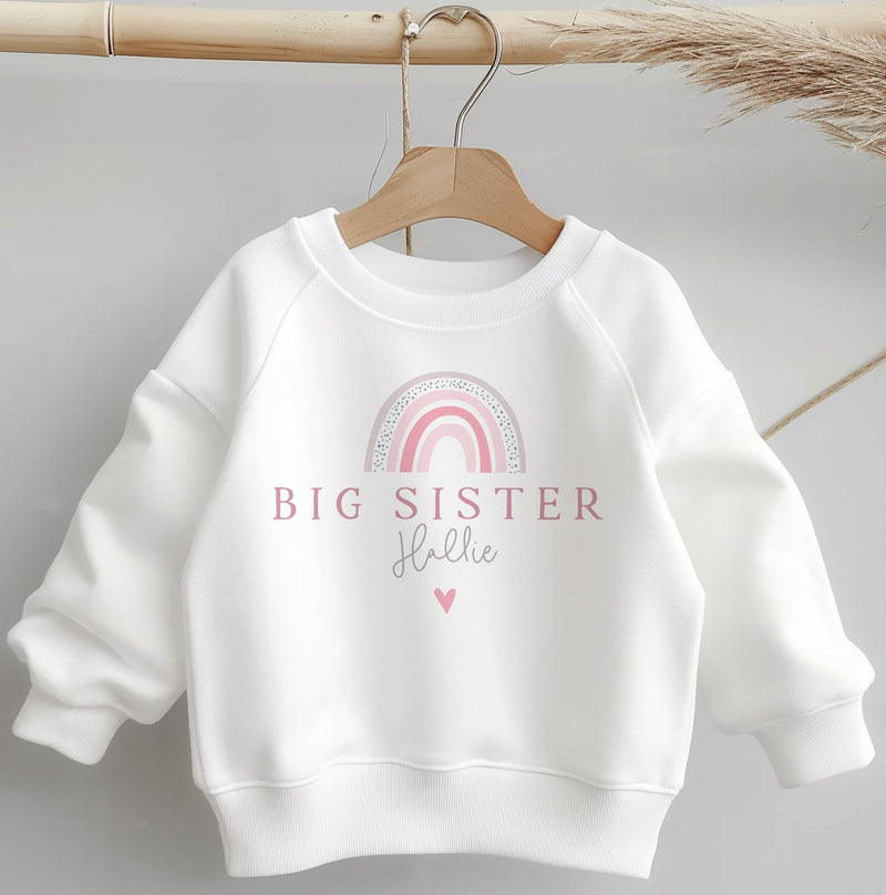 Big Sister Pink Rainbow Personalised Toddler & Kids Sweatshirt - Little Lili Store