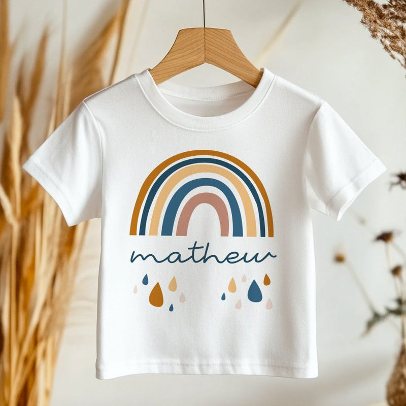 Boho Rainbow Boy Personalised Toddler & Kids T Shirt - Little Lili Store