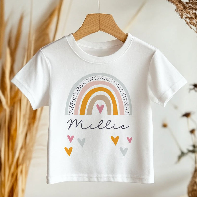 Boho Rainbow Girl Personalised Toddler & Kids T Shirt - Little Lili Store